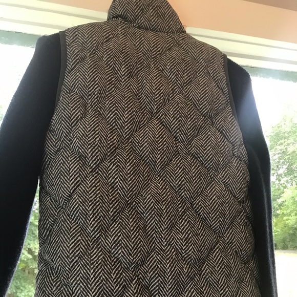 J.Crew  grey tweed print puffer vest size xs - Picture 4 of 4
